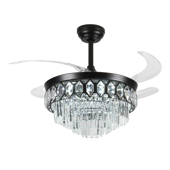 Windora Elowen 42" Black Crystal Chandelier Fan