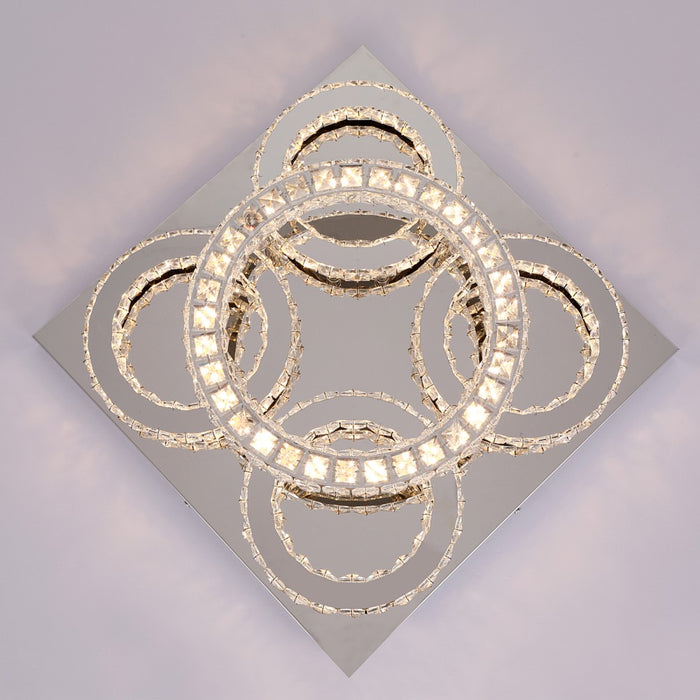 Aveline 51W Crystal Square Flush Mount 3CCT Dimmable Chandelier Light