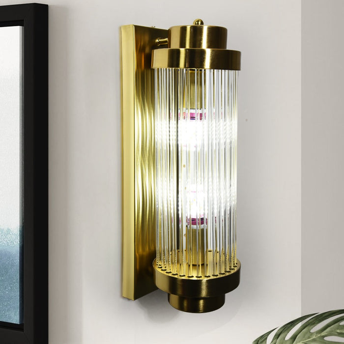 Eira Luxe Ribbed Glass Indoor Wall Light – Gold / Black