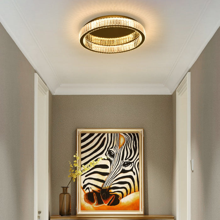 Olympia 62W Tri-Colour Dimmable Crystal Ring Chandelier – 59cm