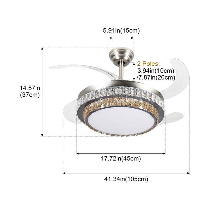 Windora Eloria 42" Dual-Tone Crystal DC Ceiling Fan w/ 3CCT LED Remote Control