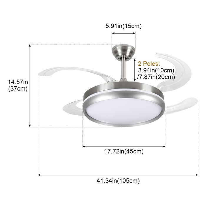 Windora Halden 42" Steel Retractable Blade DC Ceiling Fan w/ 3CCT LED Remote
