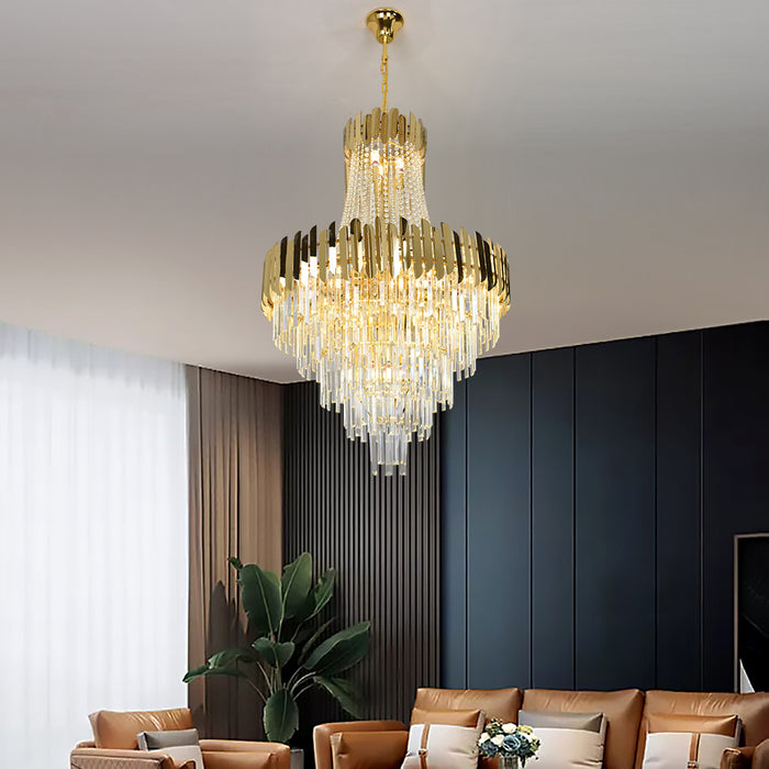 Aria 23-Light Gold Crystal Tiered Chandelier – 80cm