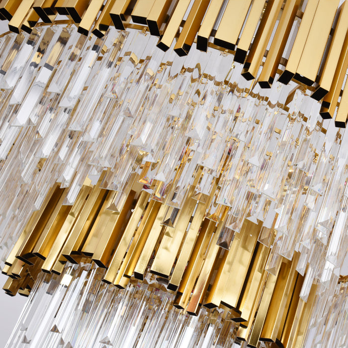 Luxury Round LED Crystal Chandelier 3CCT Hanging Ceiling Staircase Pendant Light