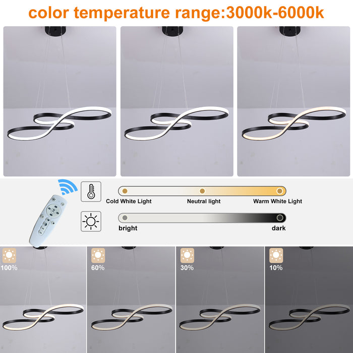 Modern LED Pendant Light 3CCT Chandelier Hanging Light Remote Control Dimmable