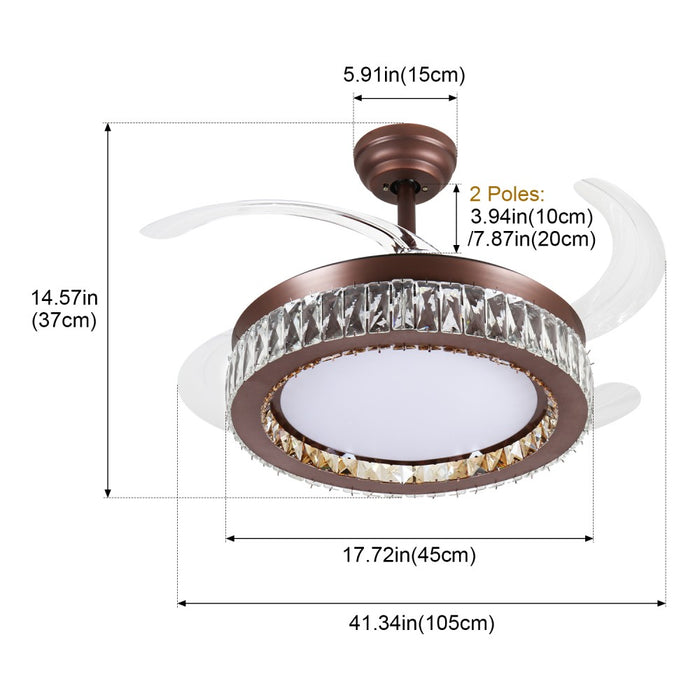 Windora Calista 42" Antique Bronze Crystal Chandelier DC Ceiling Fan w/ 3CCT LED Remote Control