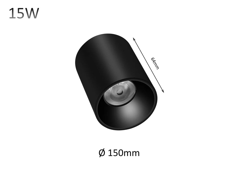 15W Surface Mounted LED Cylinder Downlight 4000K - 90+ CRI