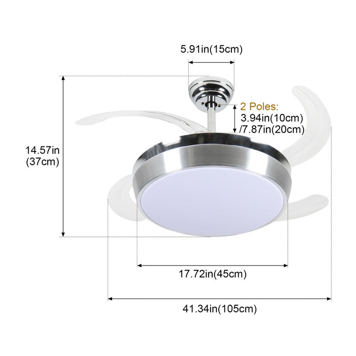 Windora Aether 42" Brushed Steel DC Ceiling Fan w/ 3CCT LED Remote Control