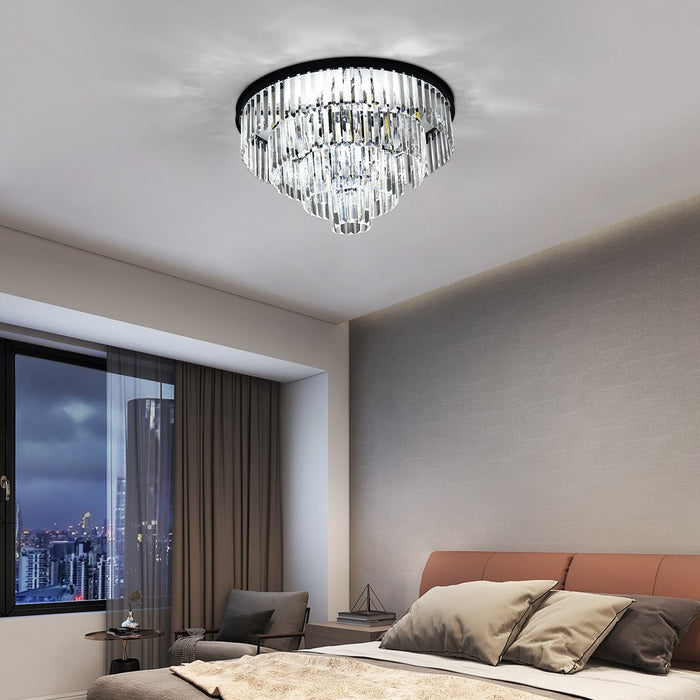 Brionne Crystal Tiered Flush Mount Chandelier 60/80cm Gold/Black