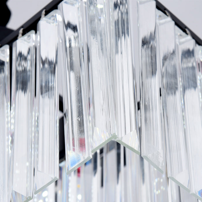 Modern Crystal Chandelier 3CCT 10 Light Ceiling Pendant Hanging Light Black Gold