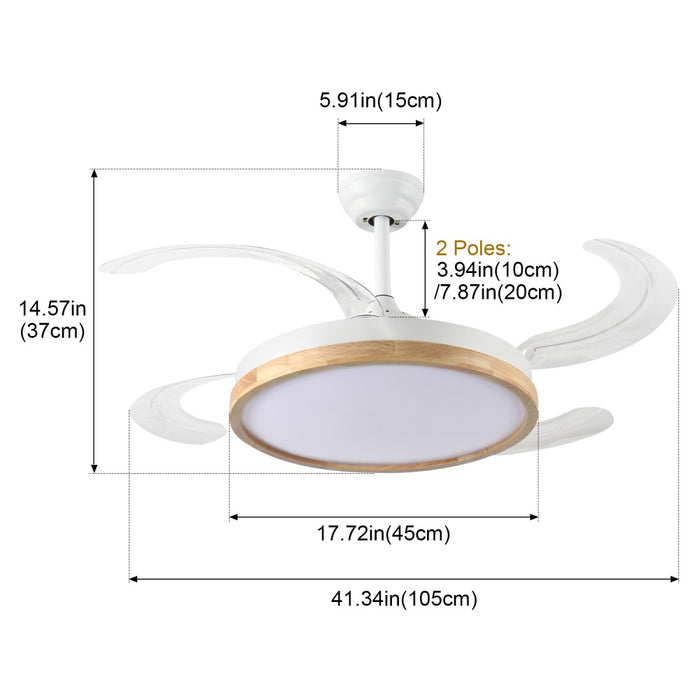 Windora Brielle 42" Wood Accent DC Ceiling Fan w/ 3CCT LED Remote Control