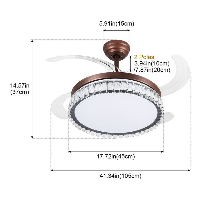 Windora Thalia 42" Antique Bronze Crystal Chandelier DC Ceiling Fan w/ 3CCT LED Remote