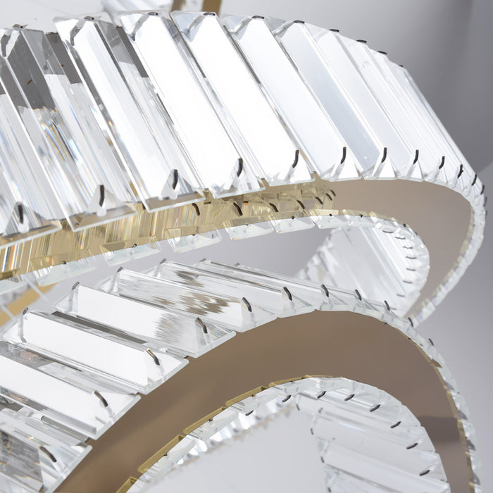 Modern 5 Ring LED Crystal Chandelier Dimmable 3CCT Pendant Ceiling Staircase