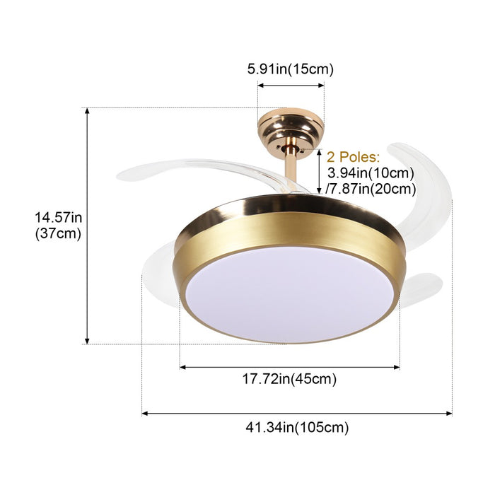 Windora Solara 42" Gold Rim DC Ceiling Fan w/ 3CCT LED Remote Control
