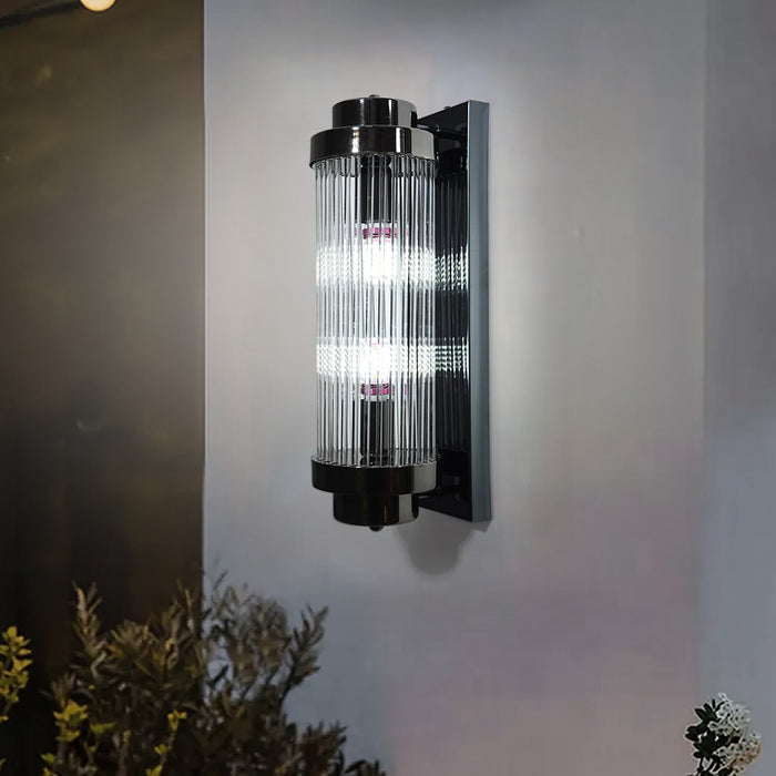 Eira Luxe Ribbed Glass Indoor Wall Light – Gold / Black