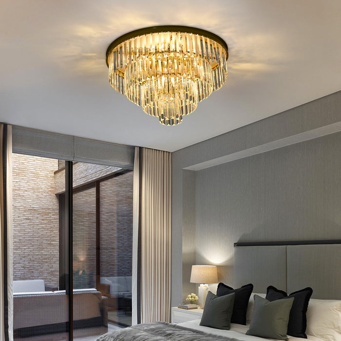 Brionne Crystal Tiered Flush Mount Chandelier 60/80cm Gold/Black