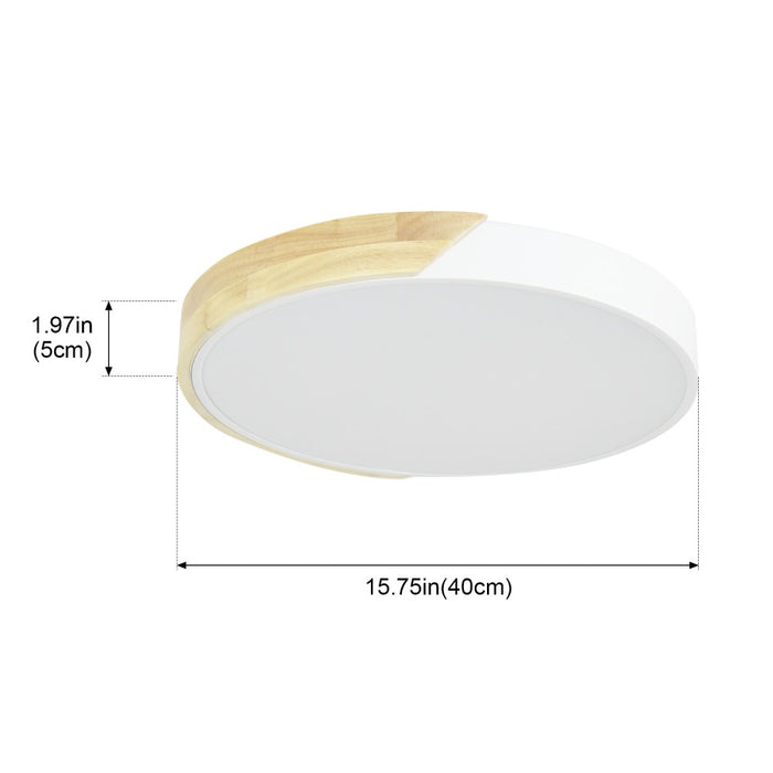 Elwyn 36W Wood Accent Tri-Colour Ceiling Oyster Light – 40cm