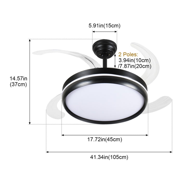 Windora Cyra 42" Black Halo DC Ceiling Fan w/ 3CCT LED Remote Control