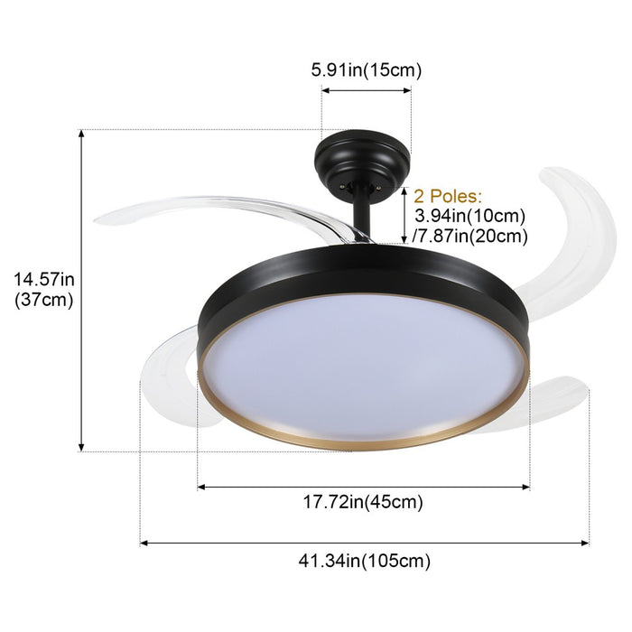 Windora Orien 42" Black Trim DC Ceiling Fan w/ 3CCT LED Remote Control