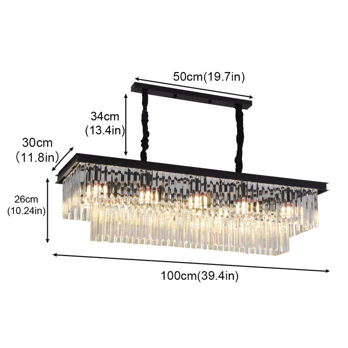 Altaira 10-Light Crystal Linear Chandelier 100cm – Black or Gold