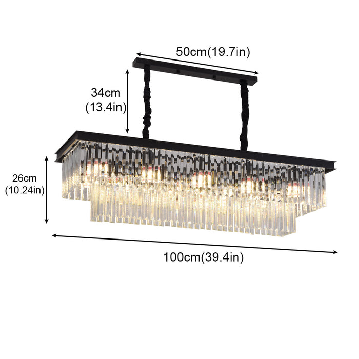 Modern Crystal Chandelier 3CCT 10 Light Ceiling Pendant Hanging Light Black Gold