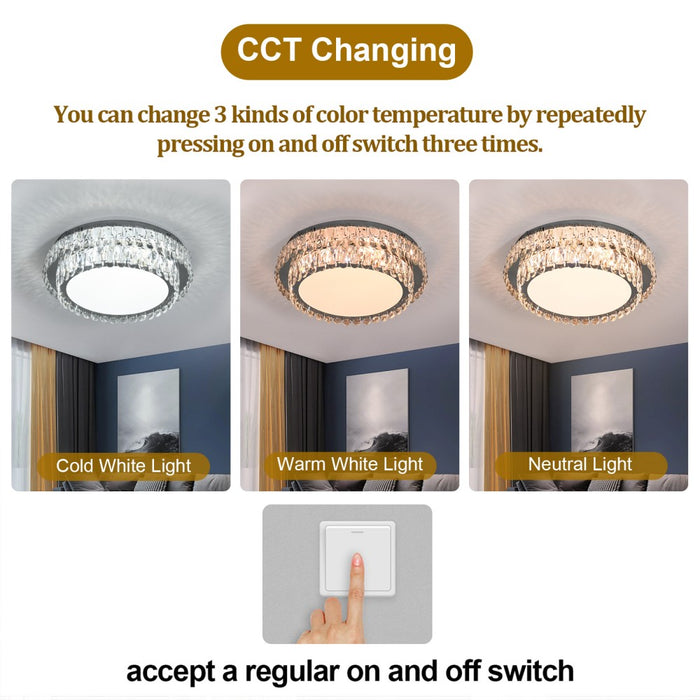 Virelle 60W Tri-Colour Dimmable Crystal Chandelier