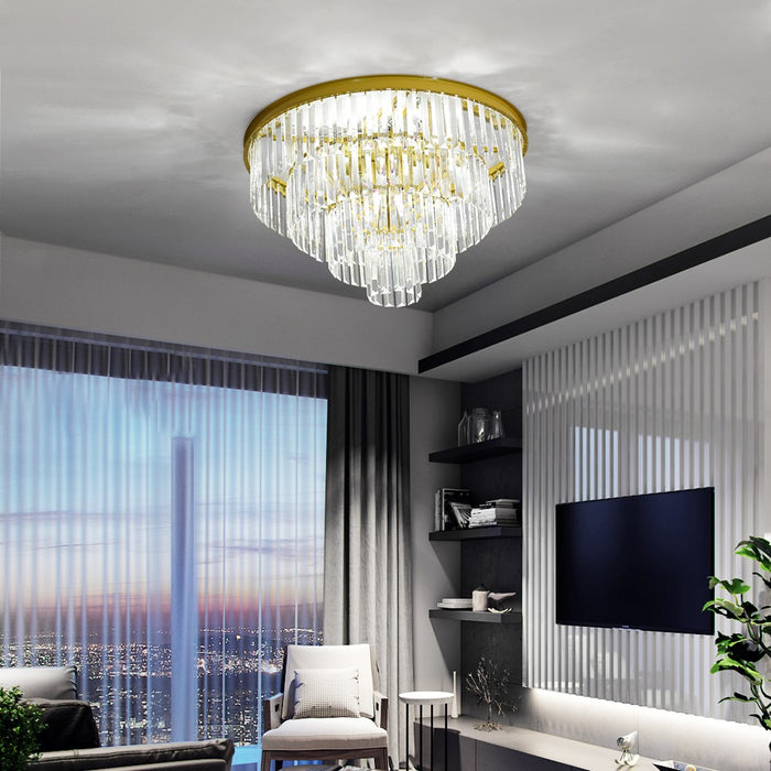 Brionne Crystal Tiered Flush Mount Chandelier 60/80cm Gold/Black