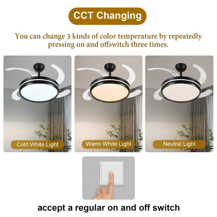 Windora Cyra 42" Black Halo DC Ceiling Fan w/ 3CCT LED Remote Control