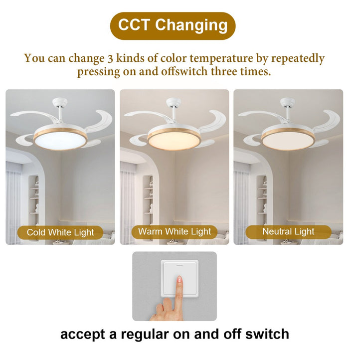 Windora Brielle 42" Wood Accent DC Ceiling Fan w/ 3CCT LED Remote Control