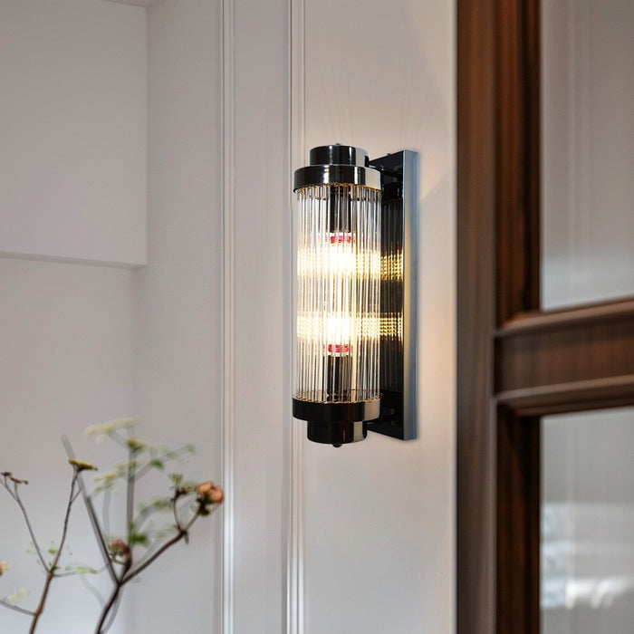 Eira Luxe Ribbed Glass Indoor Wall Light – Gold / Black