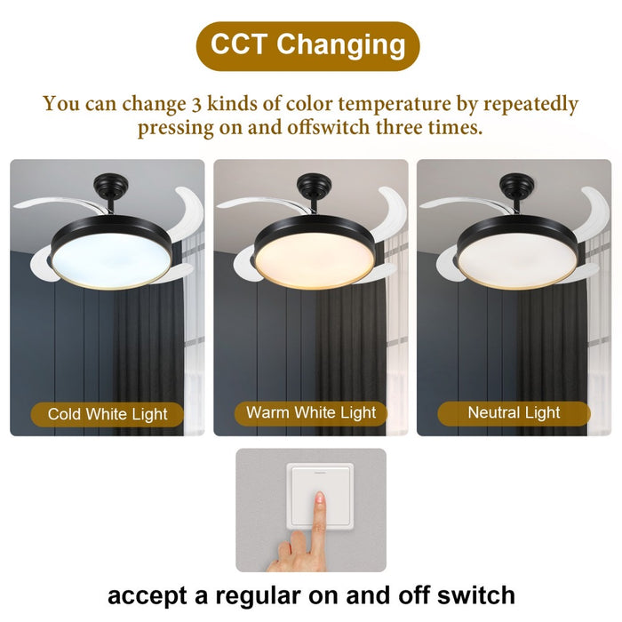 Windora Orien 42" Black Trim DC Ceiling Fan w/ 3CCT LED Remote Control