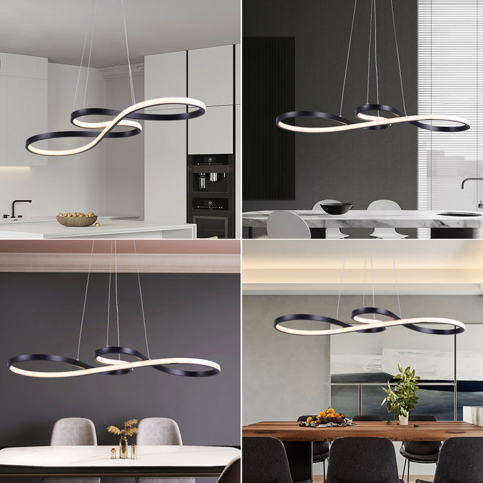 Modern LED Pendant Light 3CCT Chandelier Hanging Light Remote Control Dimmable