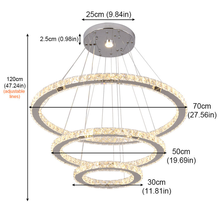 Zaria 3-Ring Crystal Chandelier