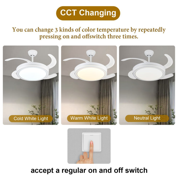 Windora Celeste 42" White Minimalist DC Ceiling Fan w/ 3CCT LED Remote Control