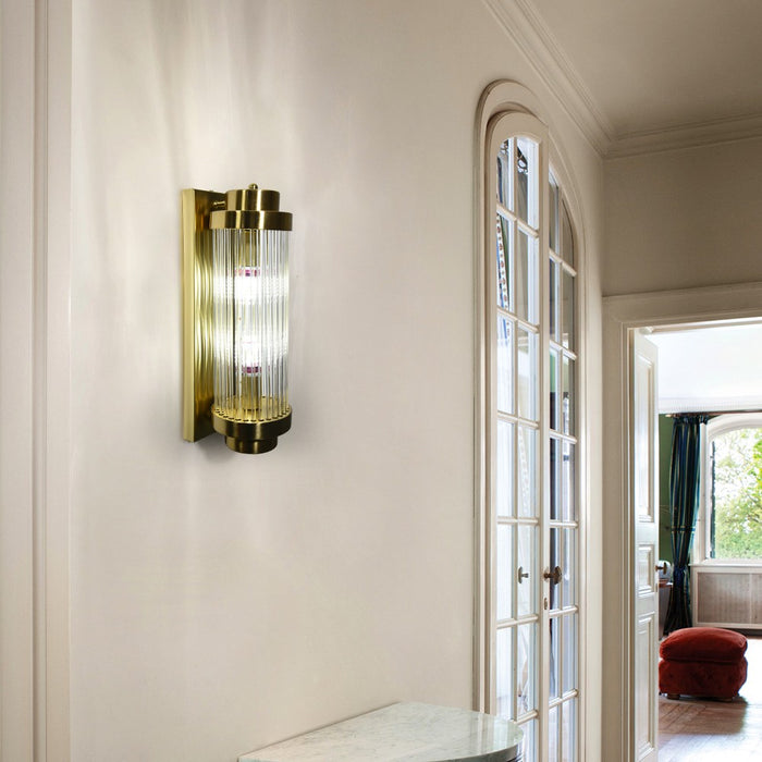 Eira Luxe Ribbed Glass Indoor Wall Light – Gold / Black