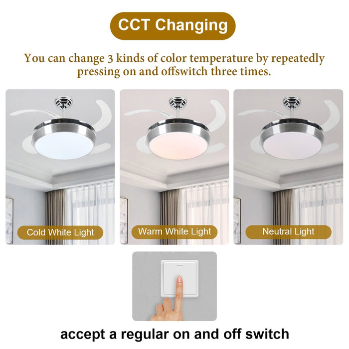 Windora Aether 42" Brushed Steel DC Ceiling Fan w/ 3CCT LED Remote Control