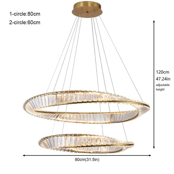 Modern Ring LED Crystal Chandelier 3CCT Pendant Ceiling Living Room Lounge Light
