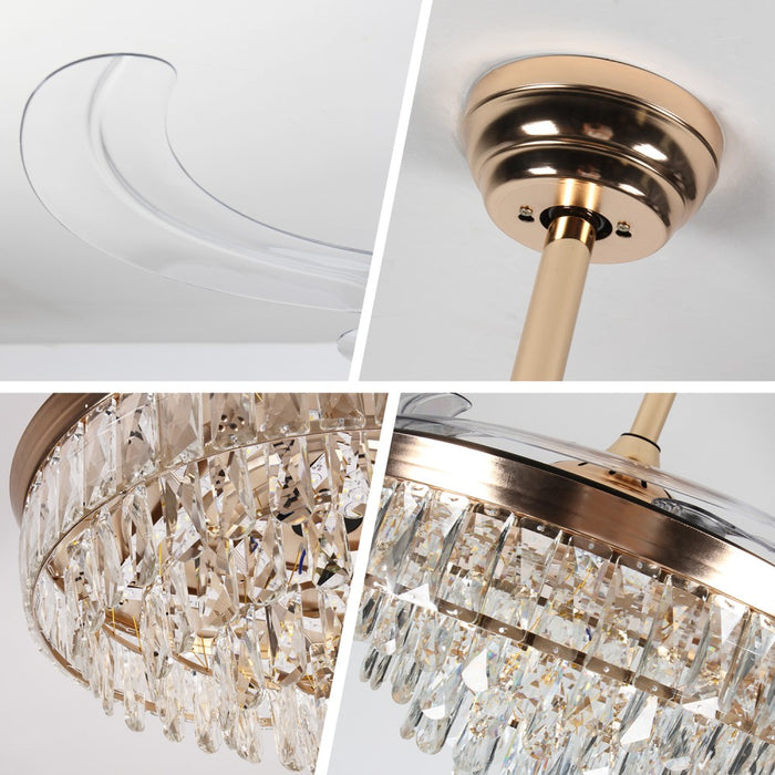 Windora Seraphina 42" Crystal Cascade DC Ceiling Fan w/ 3CCT LED Remote Control