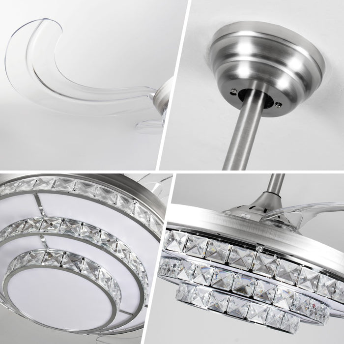 Windora Alinor 42" Spiral Crystal Chandelier DC Ceiling Fan w/ 3CCT LED Remote Control