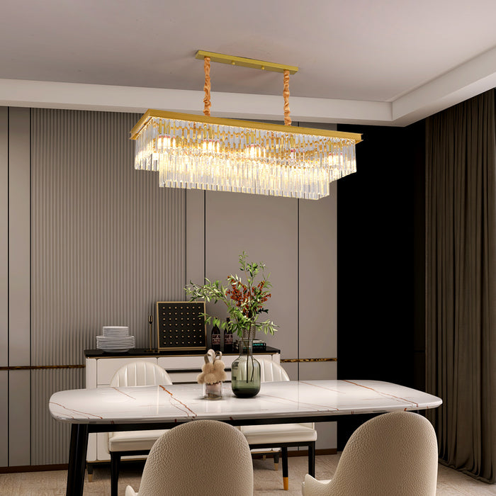 Modern Crystal Chandelier 3CCT 10 Light Ceiling Pendant Hanging Light Black Gold