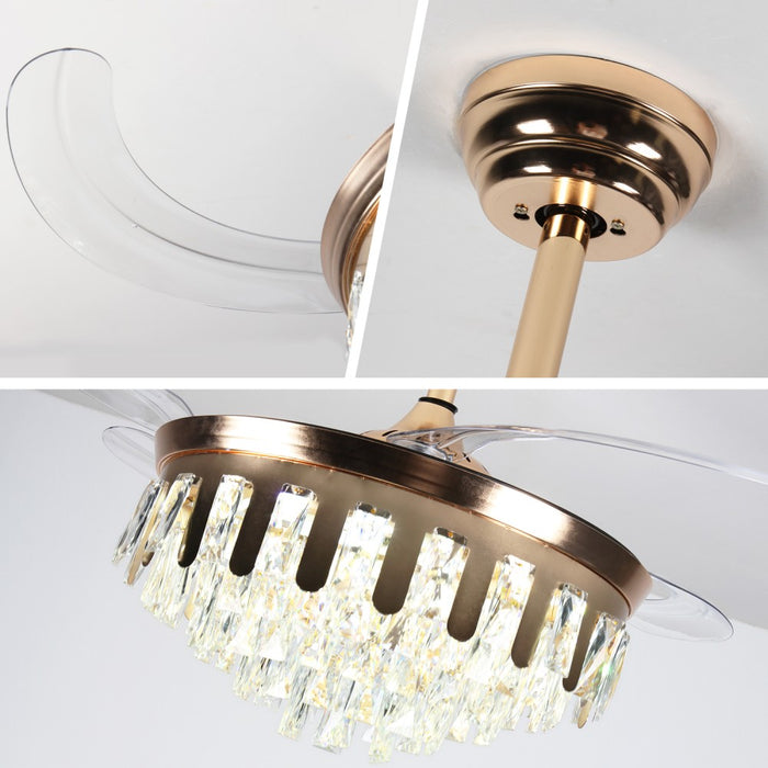 Windora Valen 42" Gold Crystal Chandelier Fan