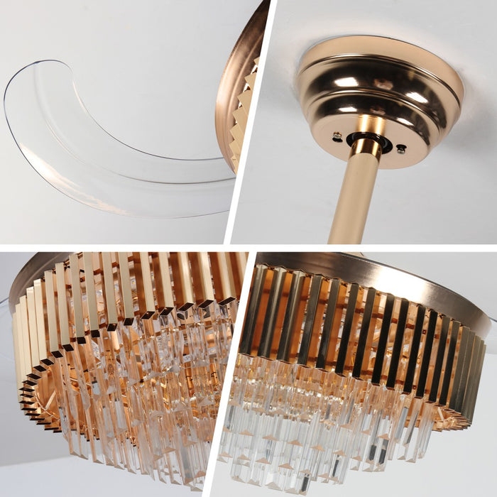 Windora Leontis 42" Gold Crystal Chandelier Fan