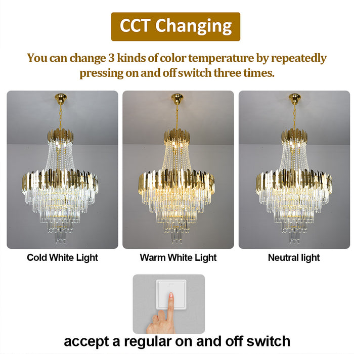 Aria 23-Light Gold Crystal Tiered Chandelier – 80cm