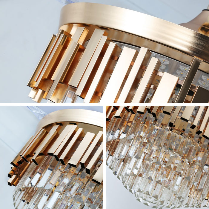 Windora Solenne 42" Gold Crystal Chandelier DC Ceiling Fan w/ 3CCT LED Remote