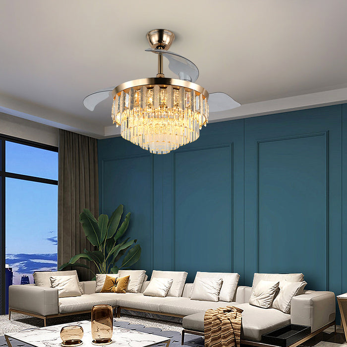 Windora Aurelia 42" Crystal Chandelier DC Ceiling Fan w/ 3CCT LED Remote Control