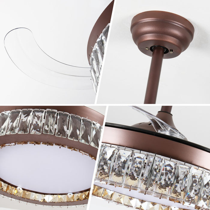 Windora Calista 42" Antique Bronze Crystal Chandelier DC Ceiling Fan w/ 3CCT LED Remote Control