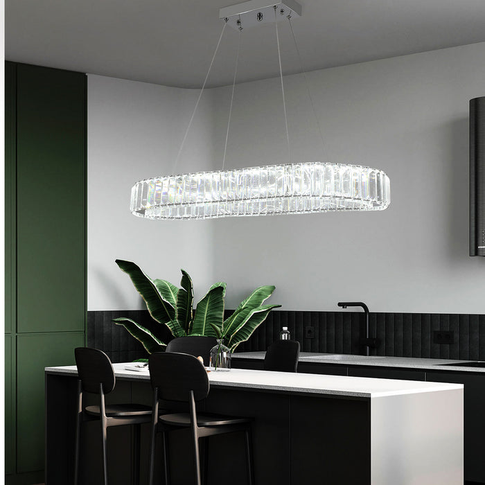 Crystal Wave Linear Pendant 100/150cm Gold/Silver