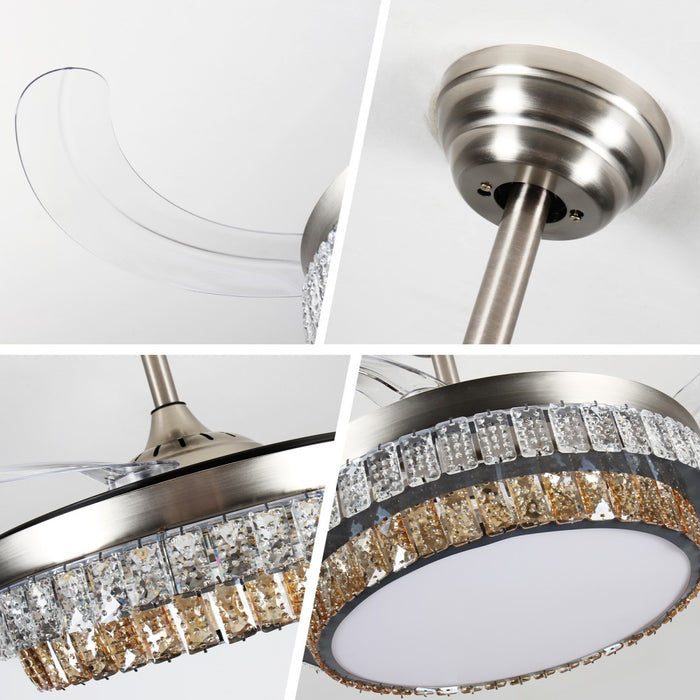 Windora Eloria 42" Dual-Tone Crystal DC Ceiling Fan w/ 3CCT LED Remote Control