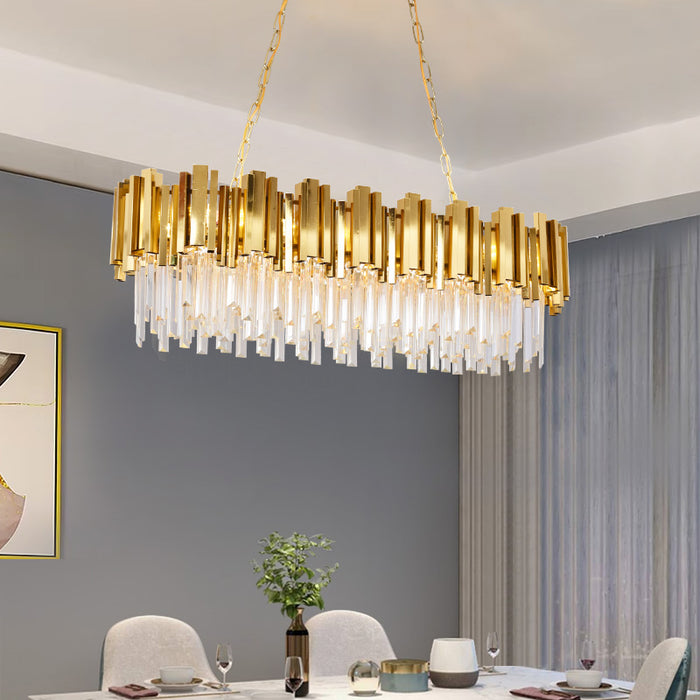 Modern Crystal Chandelier 3CCT Pendant Ceiling Island Light Linear Bulb Included