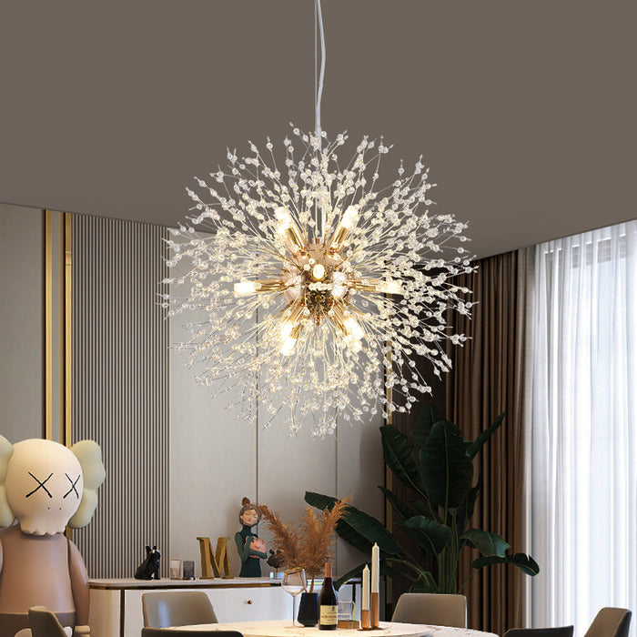 Dandelion Crystal Chandelier 12 Lights Ceiling Pendant Light 55cm Bulbs Included